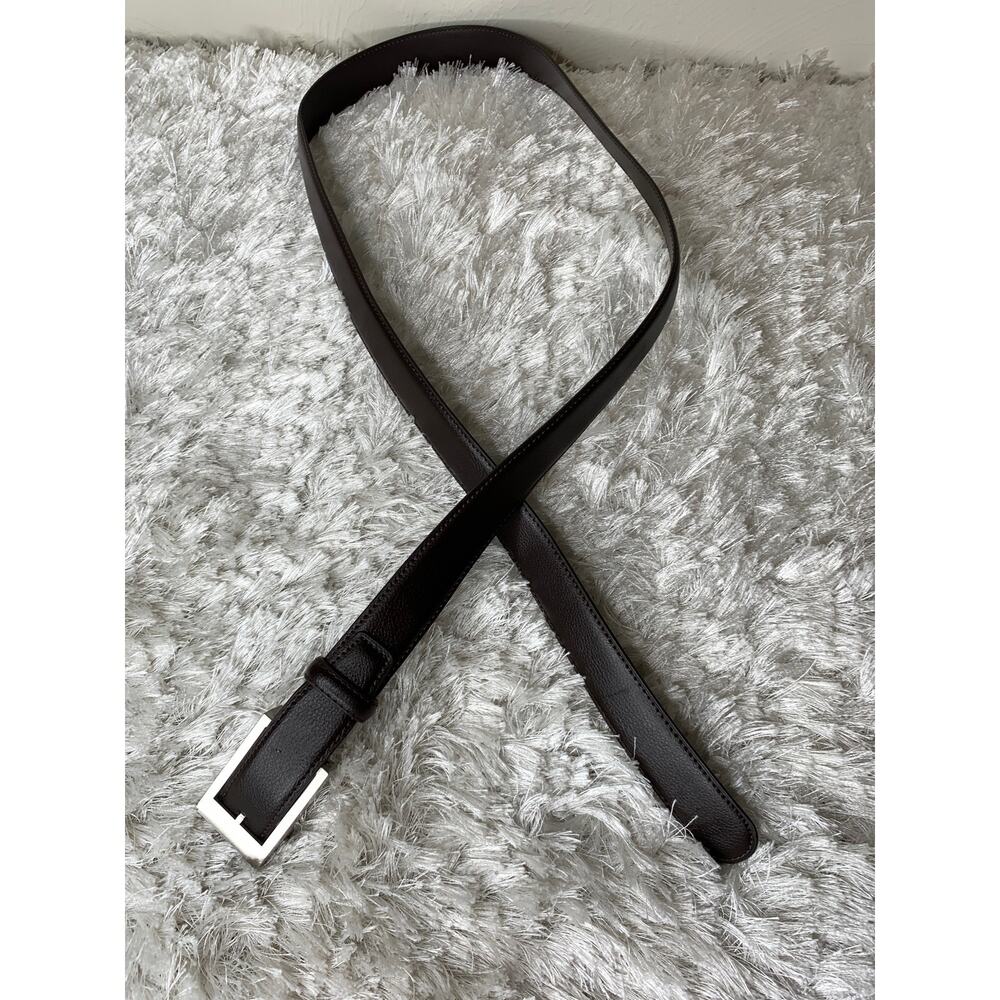Black Ratchet Belt OSFM Total 51" long 1.25" wide Brushed Silver Buckle